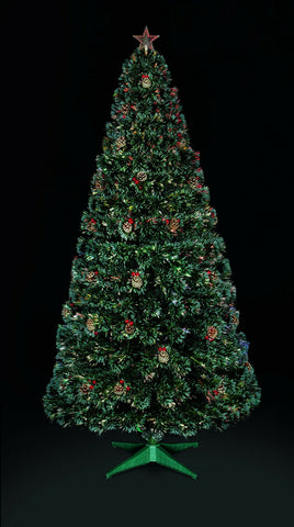1.2m 4ft Fibre Optic Lit Christmas Tree Pine Cones & Berries Colour Changing Premier