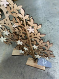 Premier 2 Pack Wooden Tree with White Iridescent Glitter Flower Home Decoration Premier