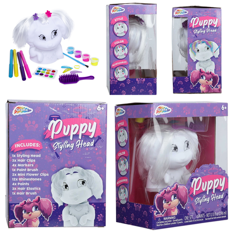 Puppy Hair Styling Head With Accessories Kids Girls Hairstyling Doll Toy Playset The Magic Toy Shop