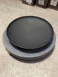 Black Round Cast Iron Fire Bowl with Granite Base H 23 cm x W 70 cm x D 70 cm Unbranded