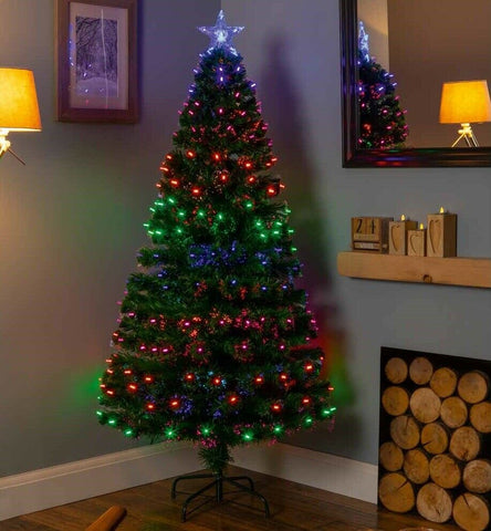 1.2m 4ft Fibre Optic Lit Christmas Tree with Star & Colour Changing LEDs - Retail ABC - Branded Goods - Discount Prices