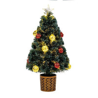 Premier Green Fibre Optic Tree With Pin Wire LED Baubles 80cm Premier