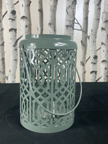 24cm Grey Metal Filigree Lantern Candle Holder Glass Cylinder Contemporary . The Outdoor Living Company