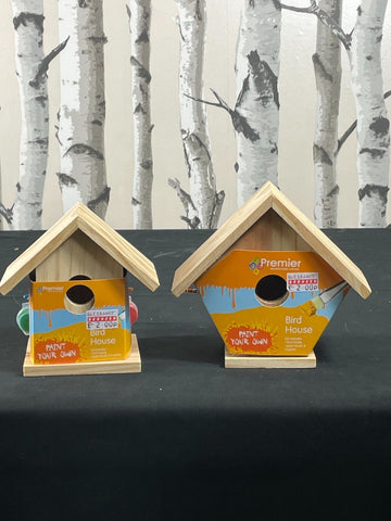 2 x Paint Your Own Wooden Birdhouse Indoor Activity for Kids Style chosen Random Unbranded