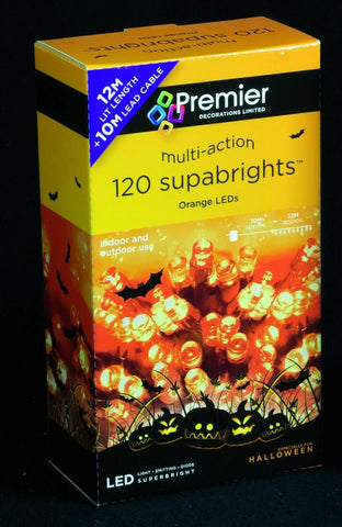Halloween 120 Orange LED Supabrights 12m Outdoor Multi-Action Party Lights - Retail ABC - Branded Goods - Discount Prices