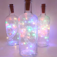 Clear Glass 'Love' Bottle Vase - With FREE Multi Coloured LED Cork light Tesco