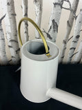 Metal Watering Can 5 L Vintage Style White With Gold Accent With Fixed Handle CAN