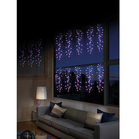 Indoor & Outdoor Rainbow Cluster 425 LED Timer Curtain Christmas Lights 4.8M Premier Decorations