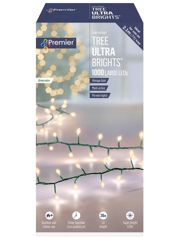 1000 Cluster LEDs Christmas Tree Bright Warm White Pin Wire LEDs Timer 20 Metres - Retail ABC - Branded Goods - Discount Prices