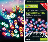 28.7m Supabrights 360 RAINBOW LED Multi Action Xmas Lights Multi Colour + Timer - Retail ABC - Branded Goods - Discount Prices
