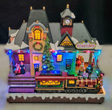 32cm Animated Christmas Village Scene Moving Train Flashing LED Ornament (Mains) - Retail ABC - Branded Goods - Discount Prices