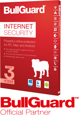 BullGuard Sicurezza Internet 2022 - per Mac, Android & Windows 3 Dispositivi - 1 BullGuard