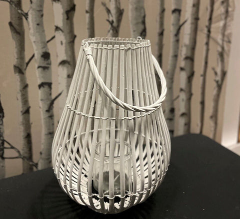 White Large Bamboo Candle Lantern Size H 57 cm x D 30 cm Full Of Natural Flavor. Unbranded