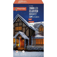 Premier 2000 LED Cluster Indoor Outdoor Christmas Tree Lights Timer - Warm White Premier