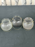 Set of 3 Tea Light Holder Clear Glass Hurricane Home & Garden, Elegant Deco Unbranded