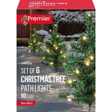 6-Piece 5m Christmas Green Tree Outdoor Path Lights 15 Warm white Colour LEDs Premier