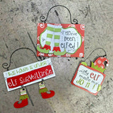 Premier Naughty Shelf Elf 3 x Christmas Novelty Wooden Glitter Decorative Signs - Retail ABC - Branded Goods - Discount Prices