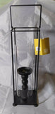 50.5cm Black Metal Candle Holder Handle Glass Cylinder Contemporary Ornament The Outdoor Living Company
