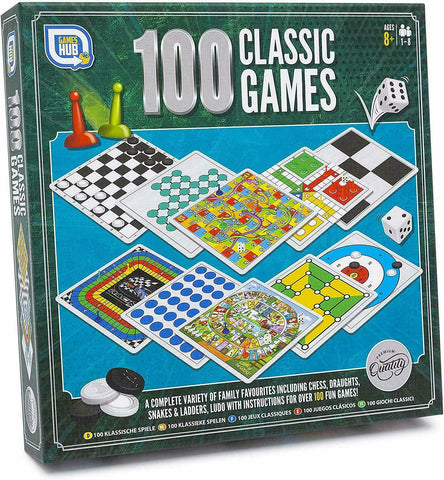 100 Classic Games Compendium Premium Quality Family Fun Traditional Board Games Grafix