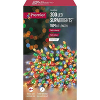 Premier 200 Multi-Action Xmas Lights  LED Supabrights Multi Premier Decorations