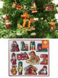 Premier Wooden Christmas Tree Decorations Set of 12 Festive Xmas Green Red - Retail ABC - Branded Goods - Discount Prices