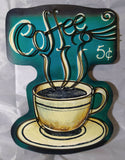 48cm Coffee Cup Wood Metal 3D Plaque Wall Sign Vintage Retro Kitchen Cafe