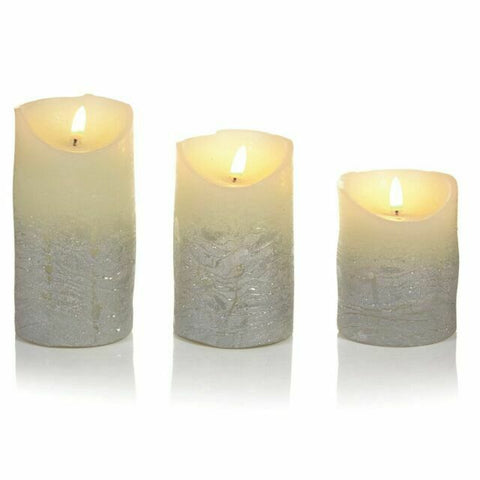 Premier 3 Pack Silver Ombre Flickabright Christmas LED Light Up Candles DAMAGED - Retail ABC - Branded Goods - Discount Prices