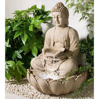 Buddha Water Feature Mains Powered Fountain with LED Lights The Outdoor Living company