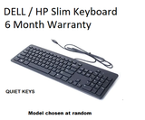 Dell / HP USB Slim Keyboard - Slim Wired Soft Quiet Keys Black QWERTY UK Layout Dell