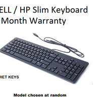 Dell / HP USB Slim Keyboard - Slim Wired Soft Quiet Keys Black QWERTY UK Layout Dell