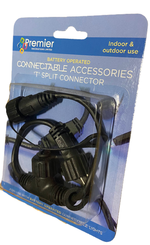 2 Pack of Battery Operated T Split Connectors For Premier Connectable Lights Premier