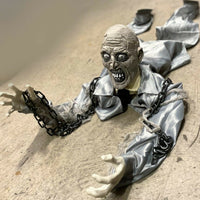 DAMAGED 1.8m Crawling Zombie with Chains Scary Creepy Halloween Garden Party - Retail ABC - Branded Goods - Discount Prices