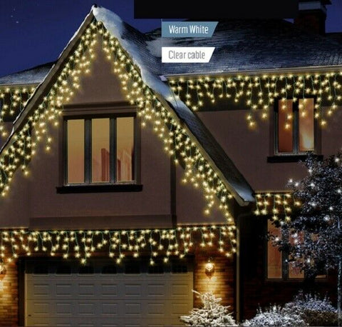 180 - 960 LED White Snowing Icicles Christmas Party Wedding Outdoor Lights - Retail ABC - Branded Goods - Discount Prices