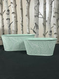 Set of 2 Large and Small Galvanised Pots Light Green Floral Print Unbranded
