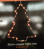 30cm LED Copper Hanging Christmas Tree Decoration Xmas (Battery Operated) Habitat