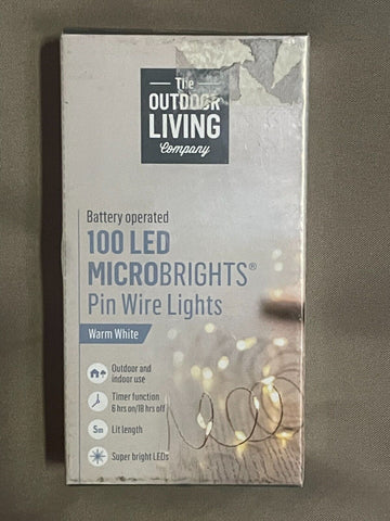 100 LED Light Battery Operated Warm White Pin Wire Microbrights With Timer The Outdoor Living Company