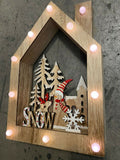 Premier 30x20cm Battery Operated Light Up LED Wooden 'Snow' Santa Claus Scene - Retail ABC - Branded Goods - Discount Prices