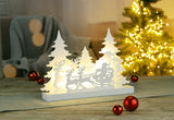 Large White Xmas Art 14 LED Wooden Winter Reindeer Sleigh Forest Silhouette 42cm - Retail ABC - Branded Goods - Discount Prices
