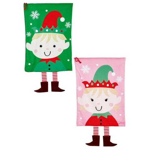 Premier 2 Pack of Boy's Girl's Christmas Elf Large Stocking Fabric Present Sacks - Retail ABC - Branded Goods - Discount Prices