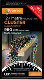 Premier 12.4 Metre 960 Multi Coloured Multi Action LED Clusters Timer Lights Premier
