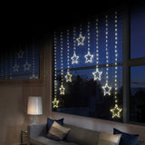 1.2m Premier Christmas Static Star LED Silver Pin Wire V Curtain Lights in White Premier