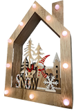 Premier 30x20cm Battery Operated Light Up LED Wooden 'Snow' Santa Claus Scene - Retail ABC - Branded Goods - Discount Prices