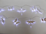 10 LED Mirror Dragonfly and Butterfly Lights - White Butterfly