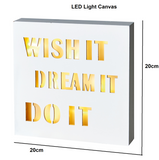 LED LIGHT UP MARQUEE CANVAS Wall Art Poster Picture Prints Home Love Peace Laugh Premier