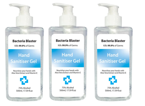 3 x 500ml Hand Sanitiser Gel Instant Kills 99.9% Bacteria anti viral 75% Alcohol GOTDYA