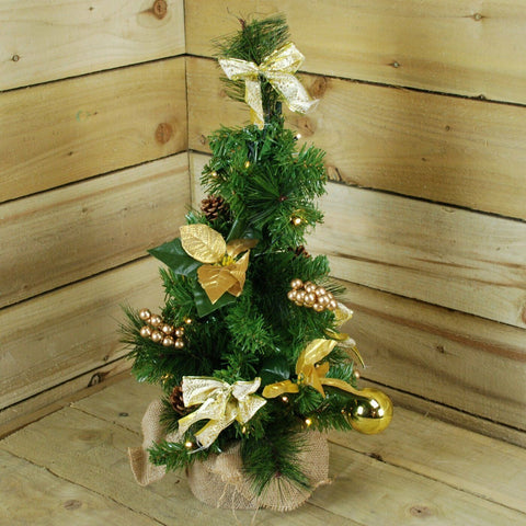 60cm Gold Poinsettia 20 LED Indoor Battery Operated Christmas Tree With Timer - Retail ABC - Branded Goods - Discount Prices