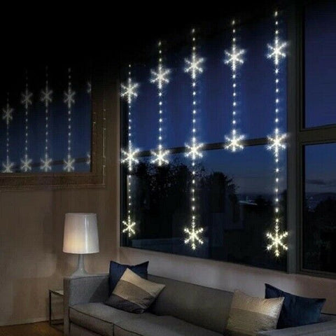 LED Twinkling Snowflake/Star Curtain Light Warm White LED Window Christmas Xmas Premier