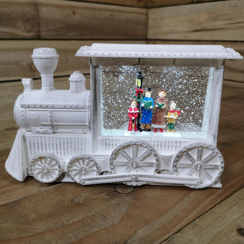 Premier Battery Operated 29cm Christmas Train Glitter Spinner Carol Singer Scene Premier