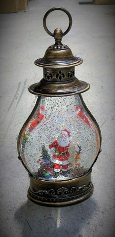 Premier Santa Claus, Snowman Metal Effect Snow Globe Shaker Ornament - DAMAGED Premier
