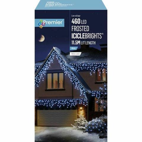 11.5m 460 LED Frosted Ice White IcicleBrights White Cable Christmas Lights Premier